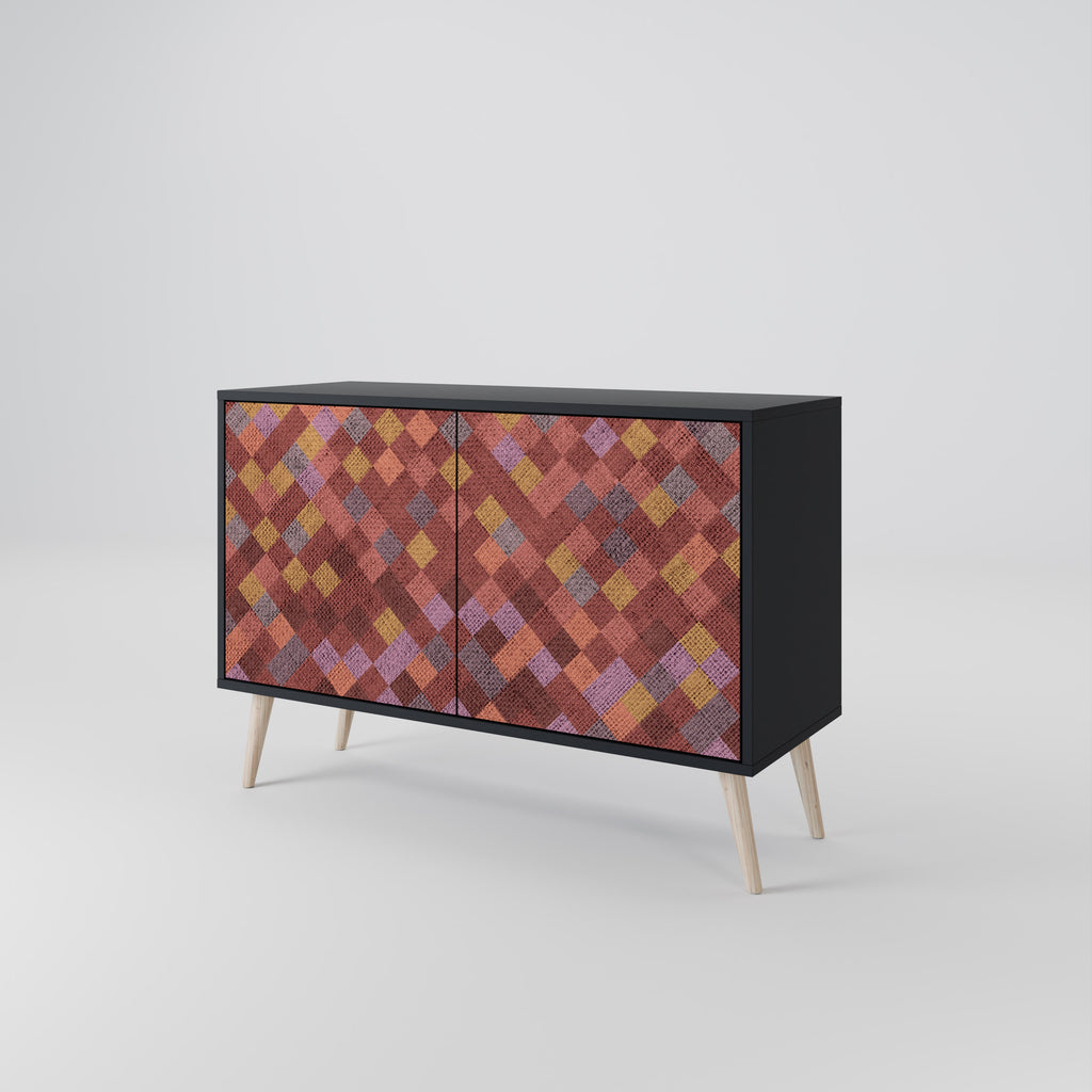 PAINTED SQUARES 2-Door Sideboard in Black Finish