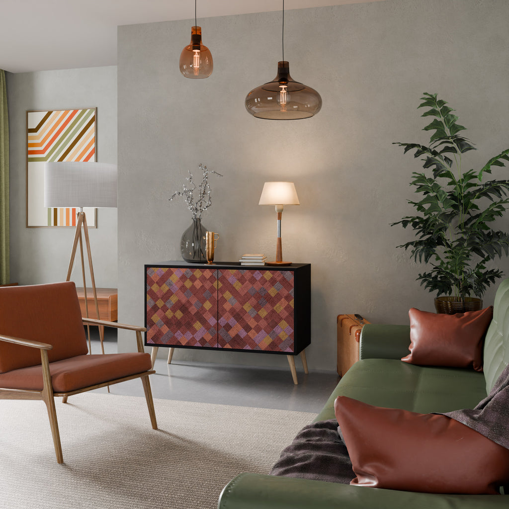 PAINTED SQUARES 2-Door Sideboard in Black Finish