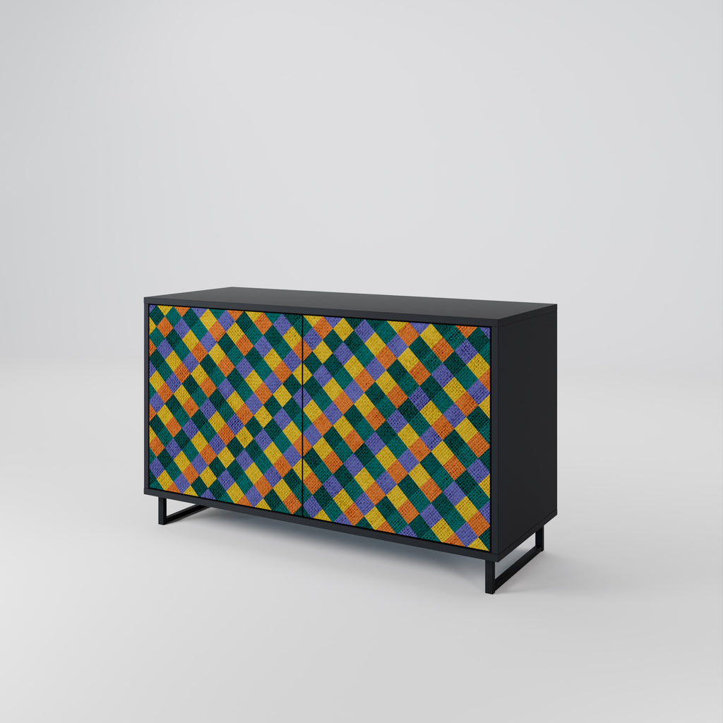PAINTED SQUARES MIX 2-Door Sideboard in Black Finish