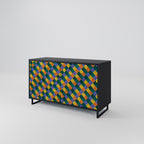 PAINTED SQUARES MIX 2-Door Sideboard in Black Finish