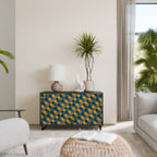 PAINTED SQUARES MIX 2-Door Sideboard in Black Finish