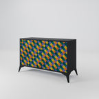 PAINTED SQUARES MIX 2-Door Sideboard in Black Finish