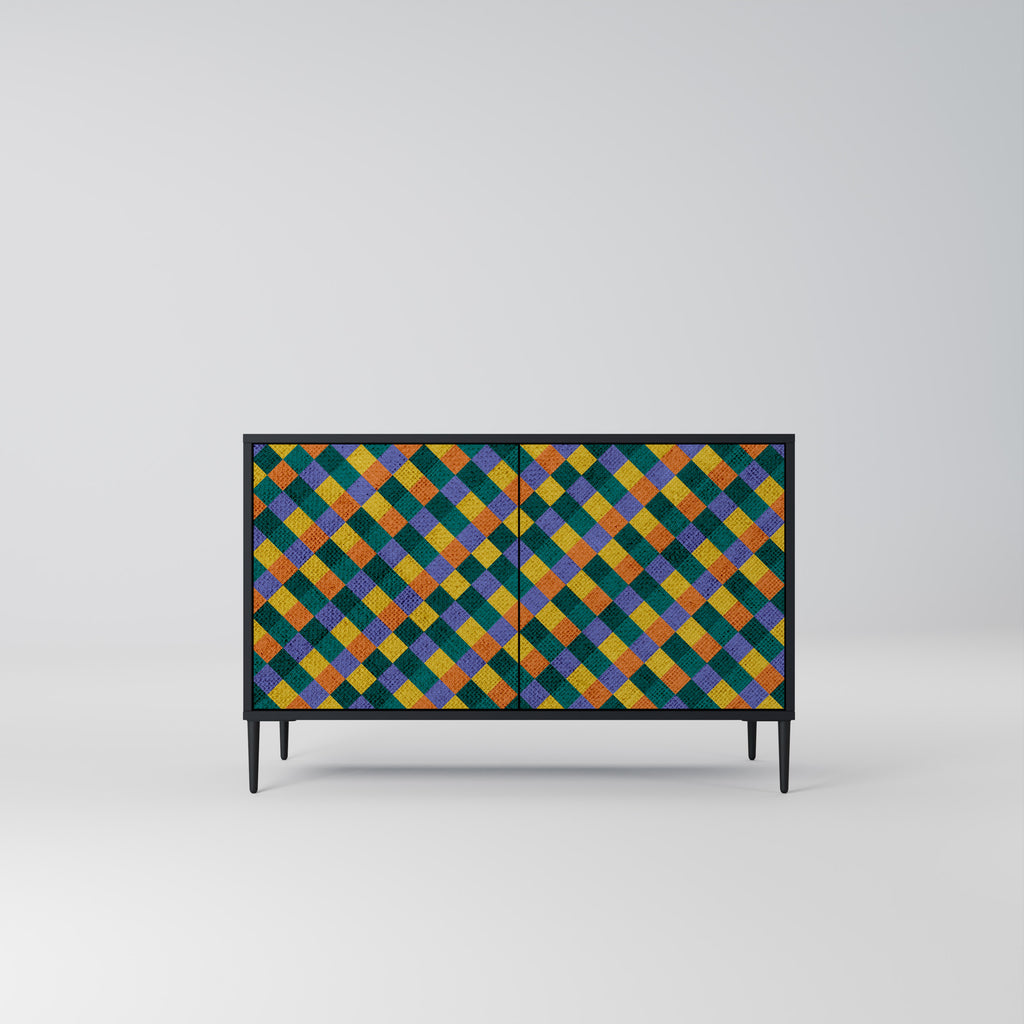PAINTED SQUARES MIX 2-Door Sideboard in Black Finish
