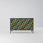PAINTED SQUARES MIX 2-Door Sideboard in Black Finish