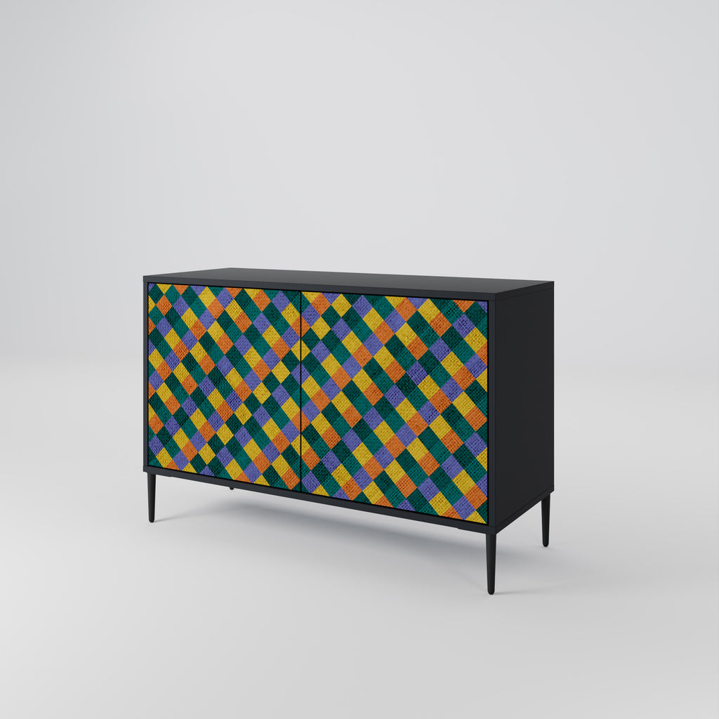 PAINTED SQUARES MIX 2-Door Sideboard in Black Finish