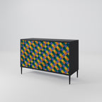 PAINTED SQUARES MIX 2-Door Sideboard in Black Finish