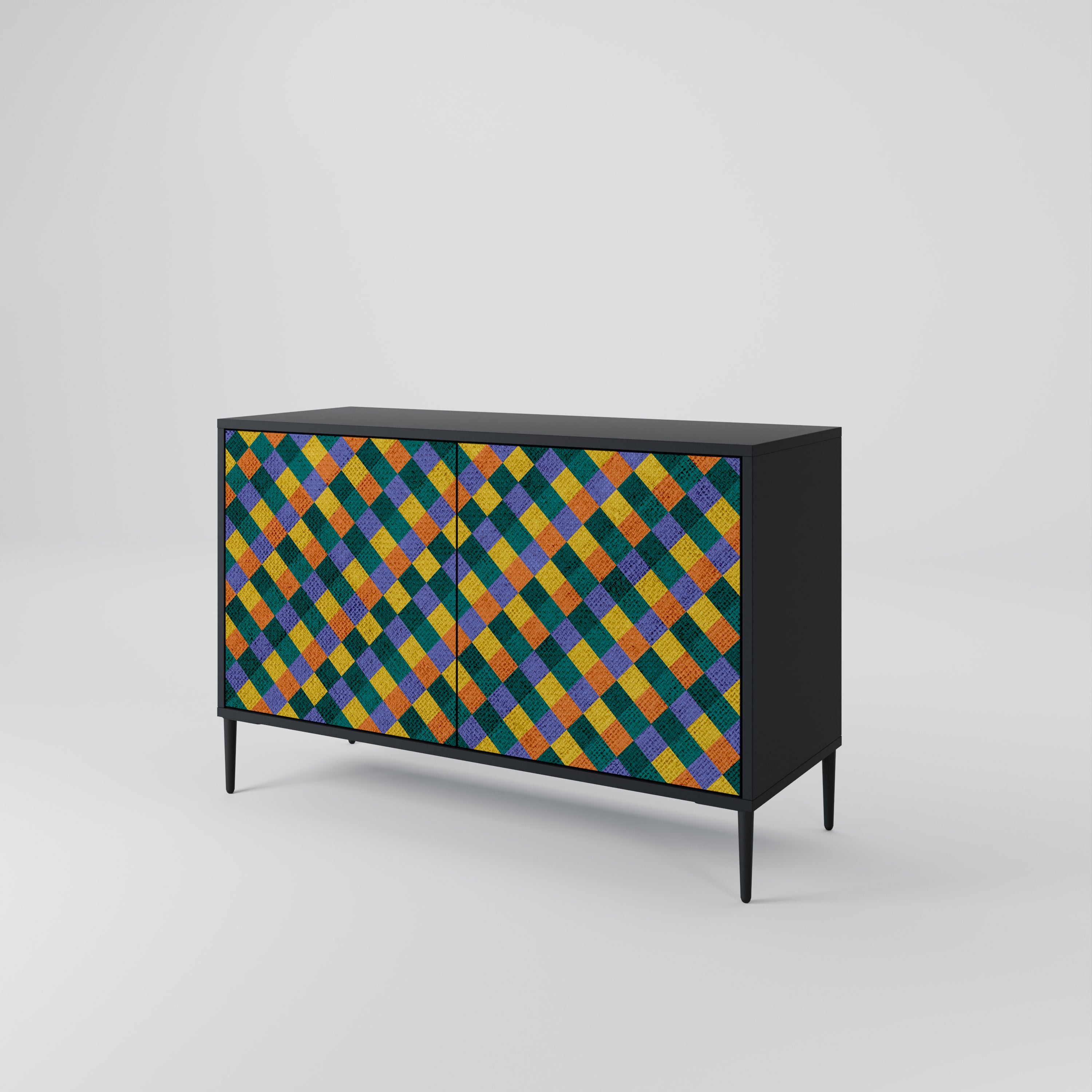 PAINTED SQUARES MIX 2-Door Sideboard in Black Finish