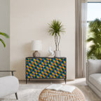 PAINTED SQUARES MIX 2-Door Sideboard in Black Finish