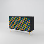 PAINTED SQUARES MIX 2-Door Sideboard in Black Finish