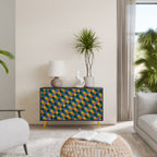 PAINTED SQUARES MIX 2-Door Sideboard in Black Finish