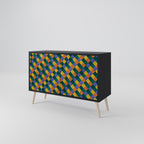 PAINTED SQUARES MIX 2-Door Sideboard in Black Finish