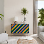 PAINTED SQUARES MIX 2-Door Sideboard in Black Finish