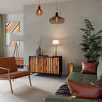 NATURAL WOOD 2-Door Sideboard in Black Finish