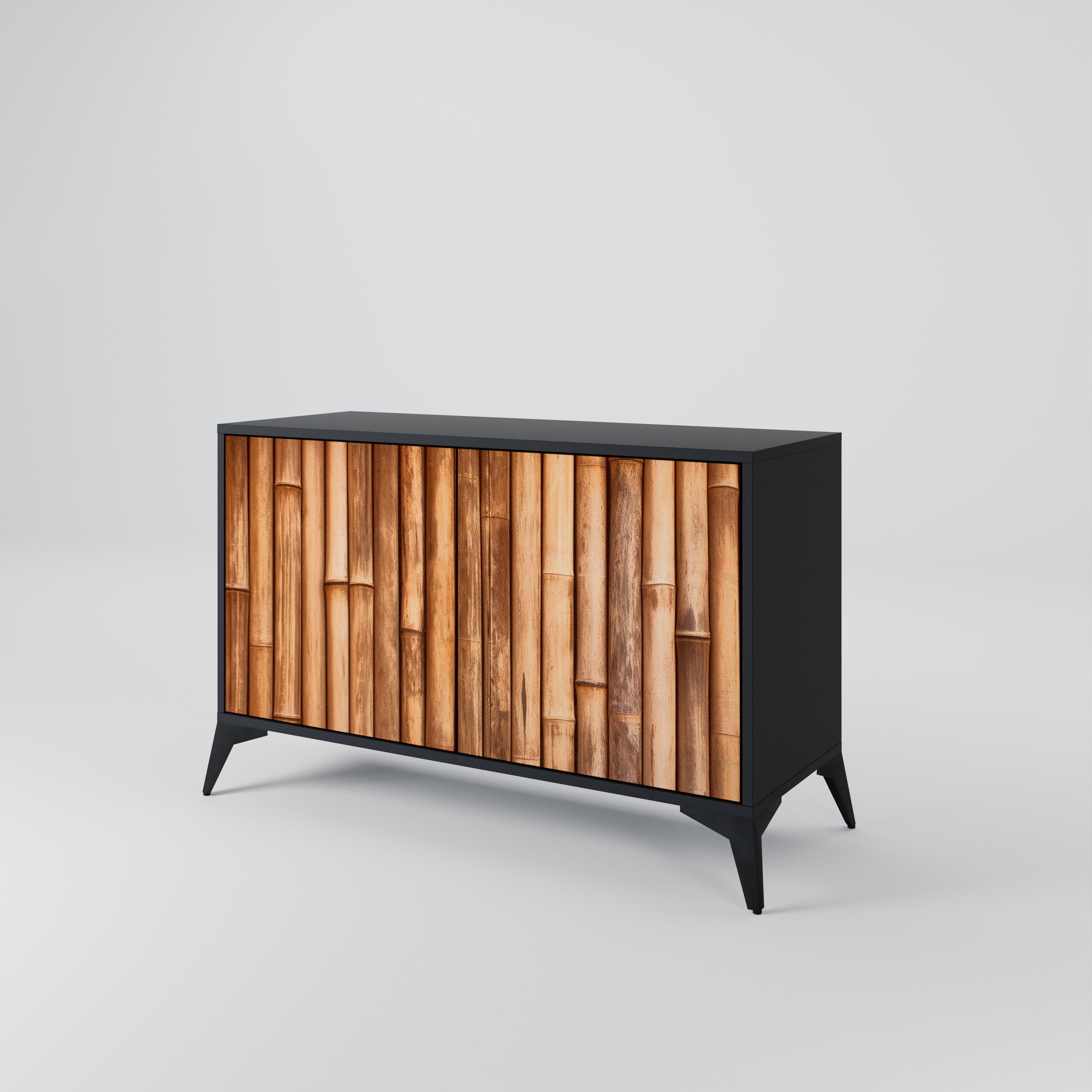 NATURAL WOOD 2-Door Sideboard in Black Finish
