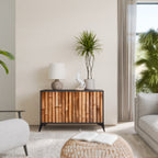 NATURAL WOOD 2-Door Sideboard in Black Finish