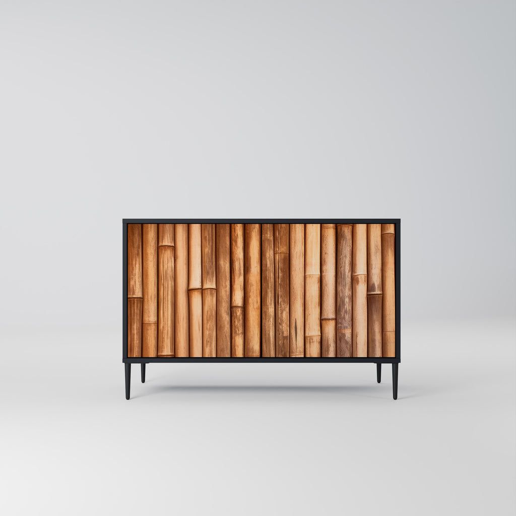 NATURAL WOOD 2-Door Sideboard in Black Finish