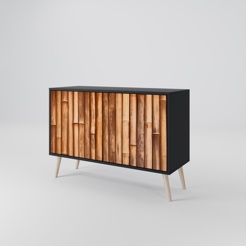 NATURAL WOOD 2-Door Sideboard in Black Finish