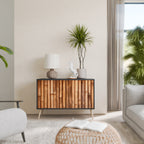 NATURAL WOOD 2-Door Sideboard in Black Finish