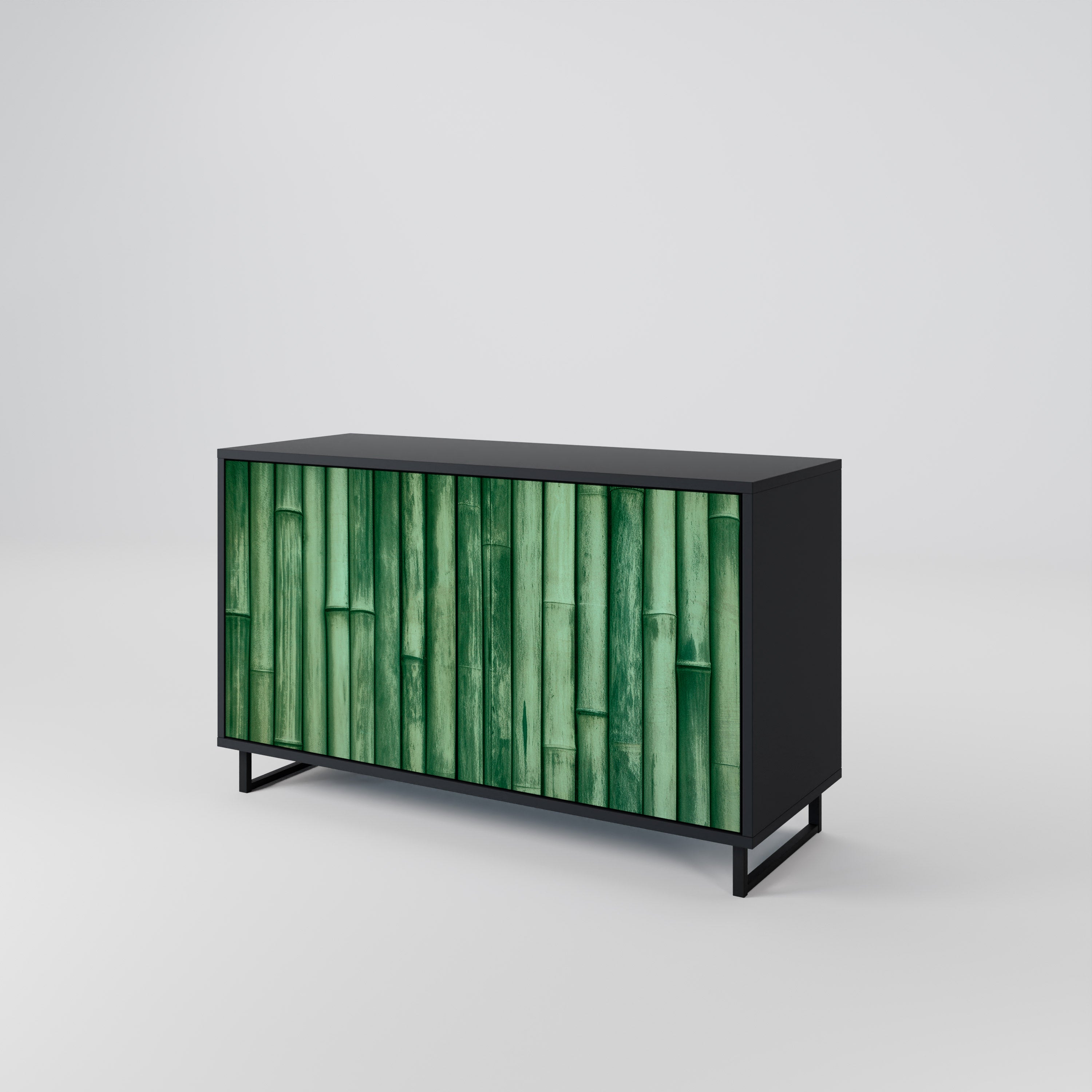 NATURAL GREEN 2-Door Sideboard in Black Finish