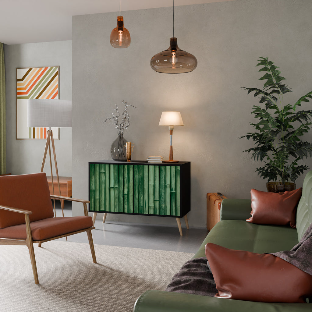 NATURAL GREEN 2-Door Sideboard in Black Finish