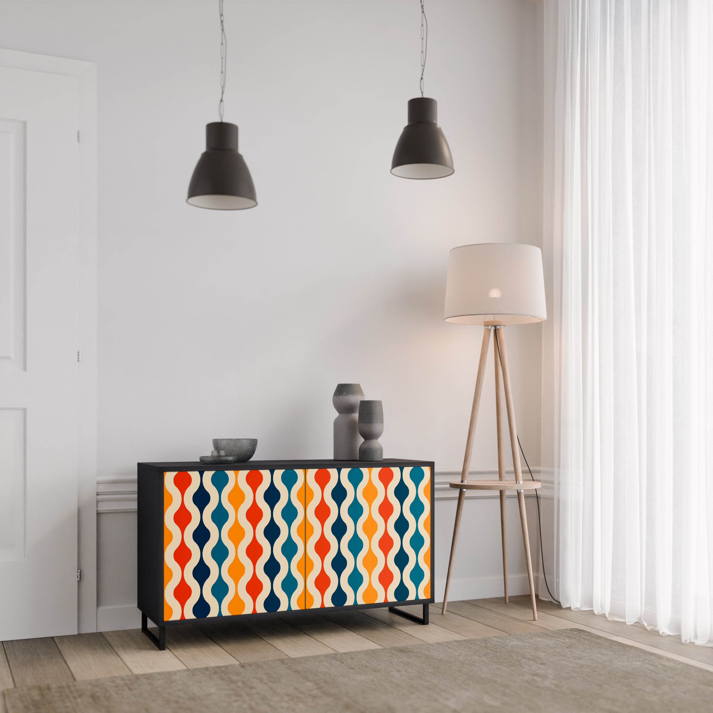 COLORFUL NOSTALGIA 2-Door Sideboard in Black Finish