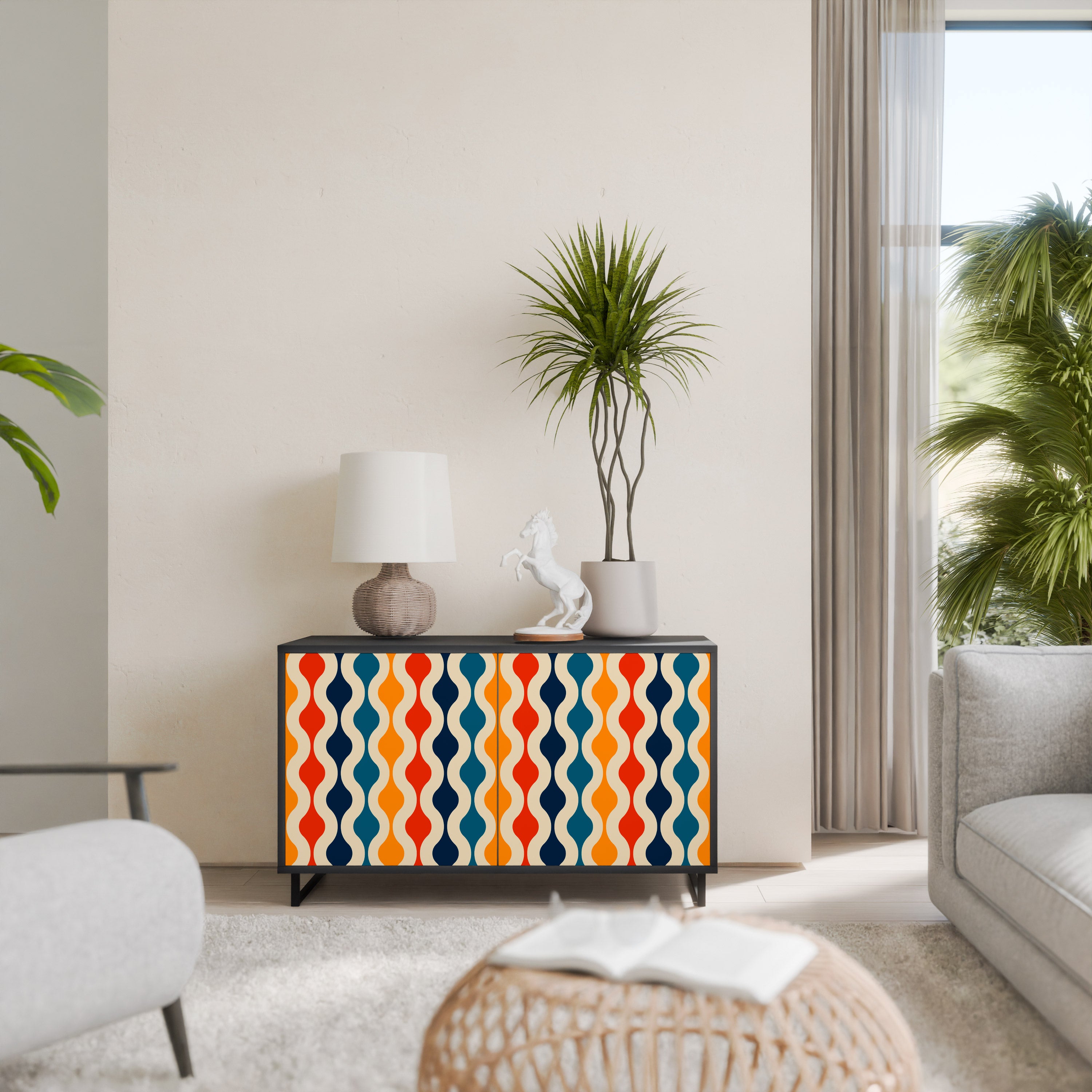 COLORFUL NOSTALGIA 2-Door Sideboard in Black Finish