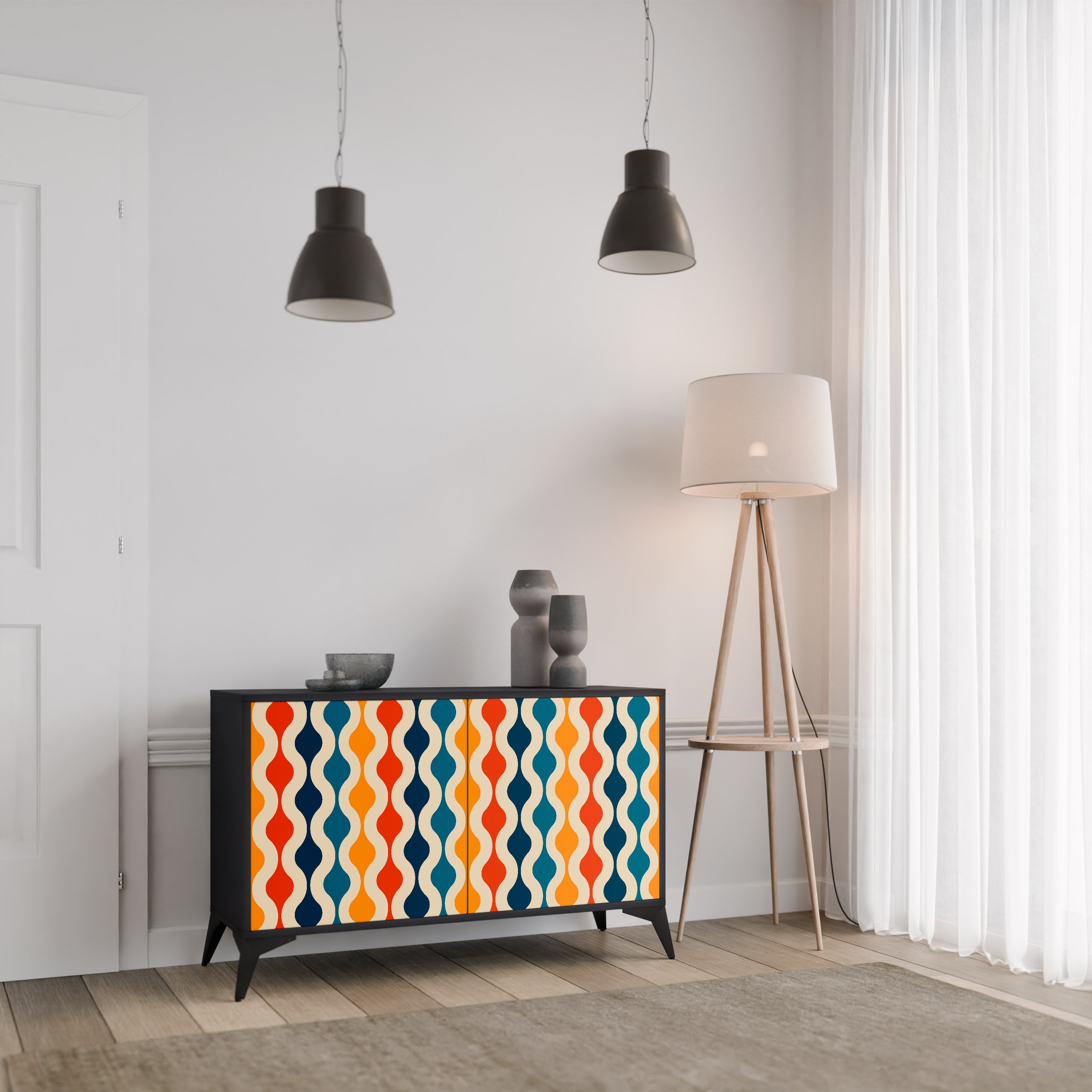 COLORFUL NOSTALGIA 2-Door Sideboard in Black Finish