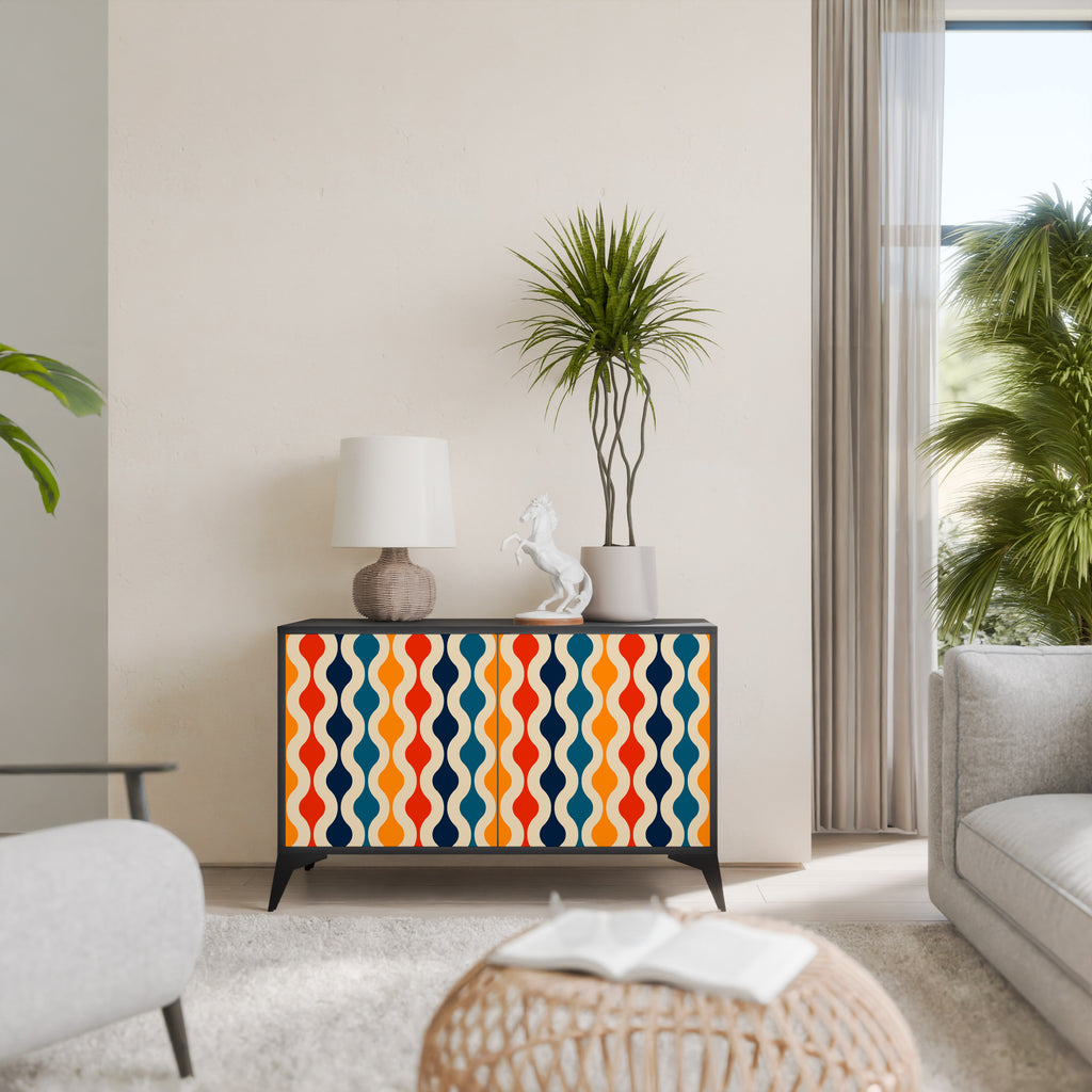 Aparador de 2 puertas NOSTALGIA COLORIDA en acabado negro