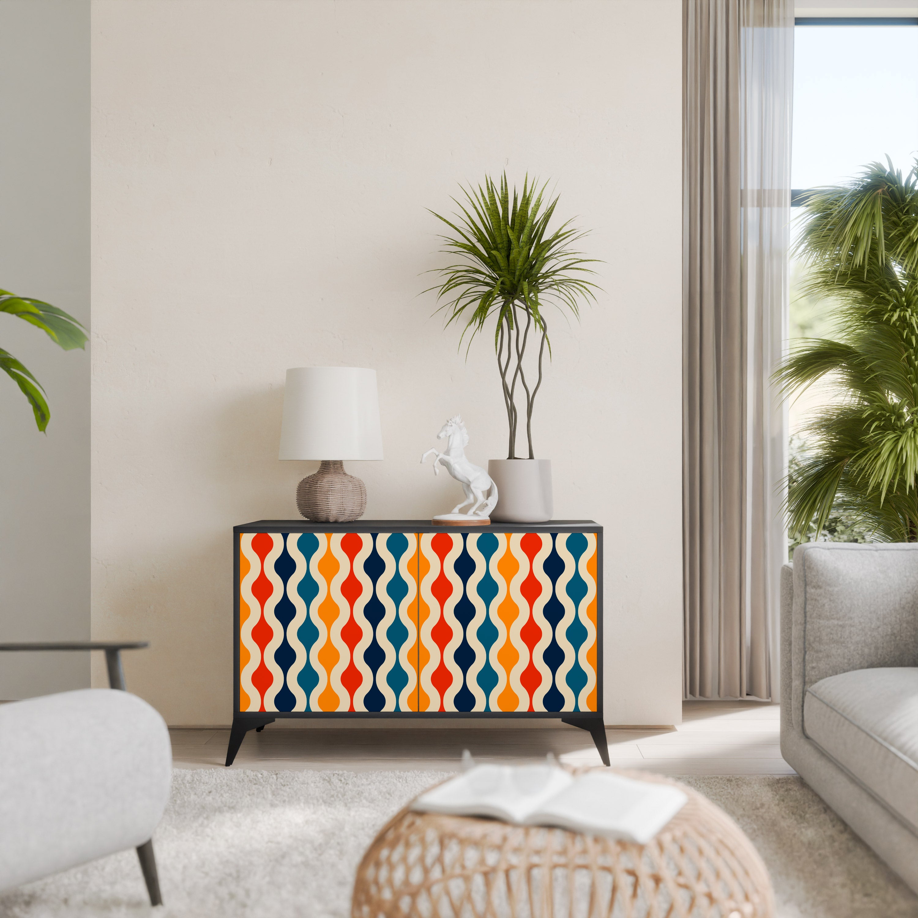 COLORFUL NOSTALGIA 2-Door Sideboard in Black Finish