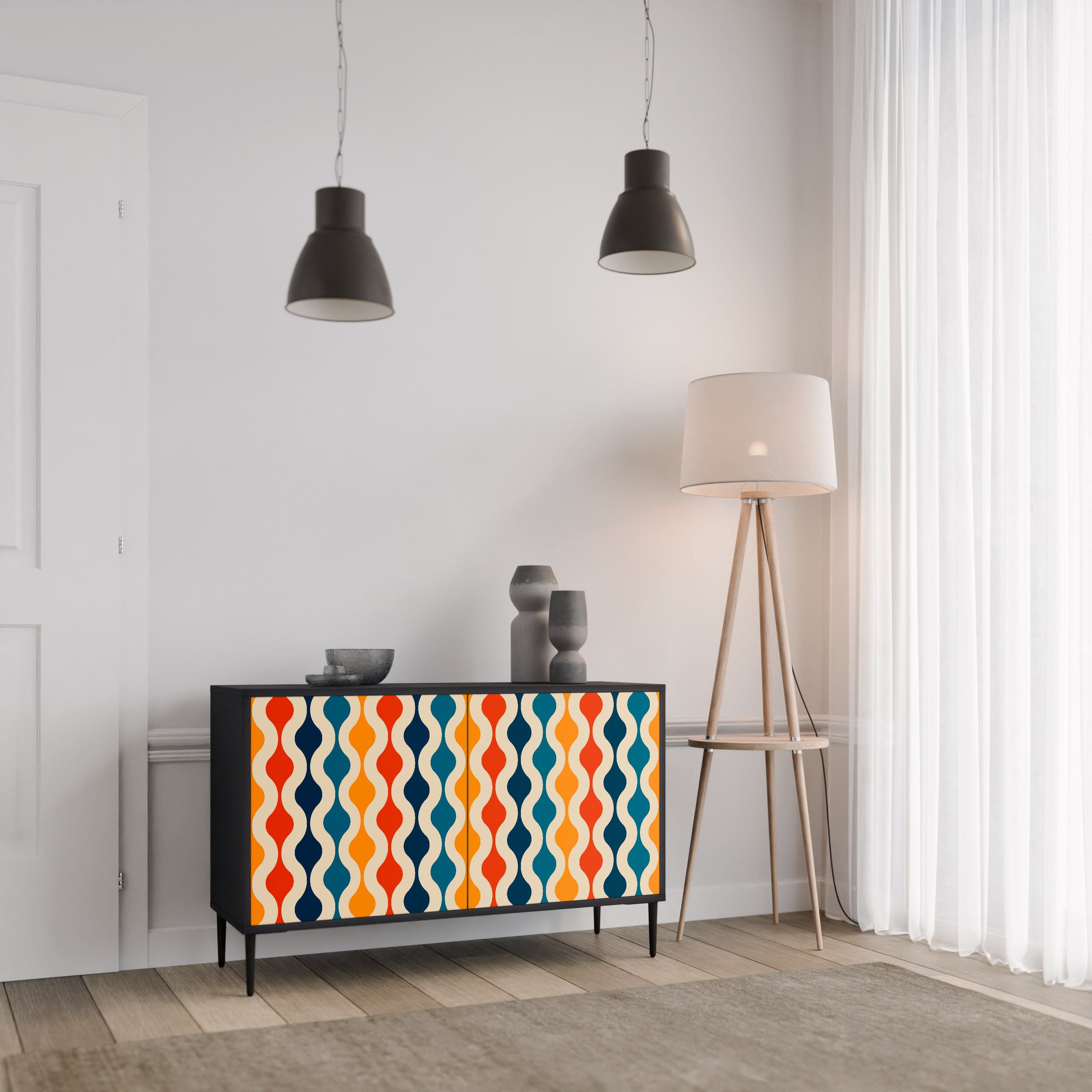 COLORFUL NOSTALGIA 2-Door Sideboard in Black Finish
