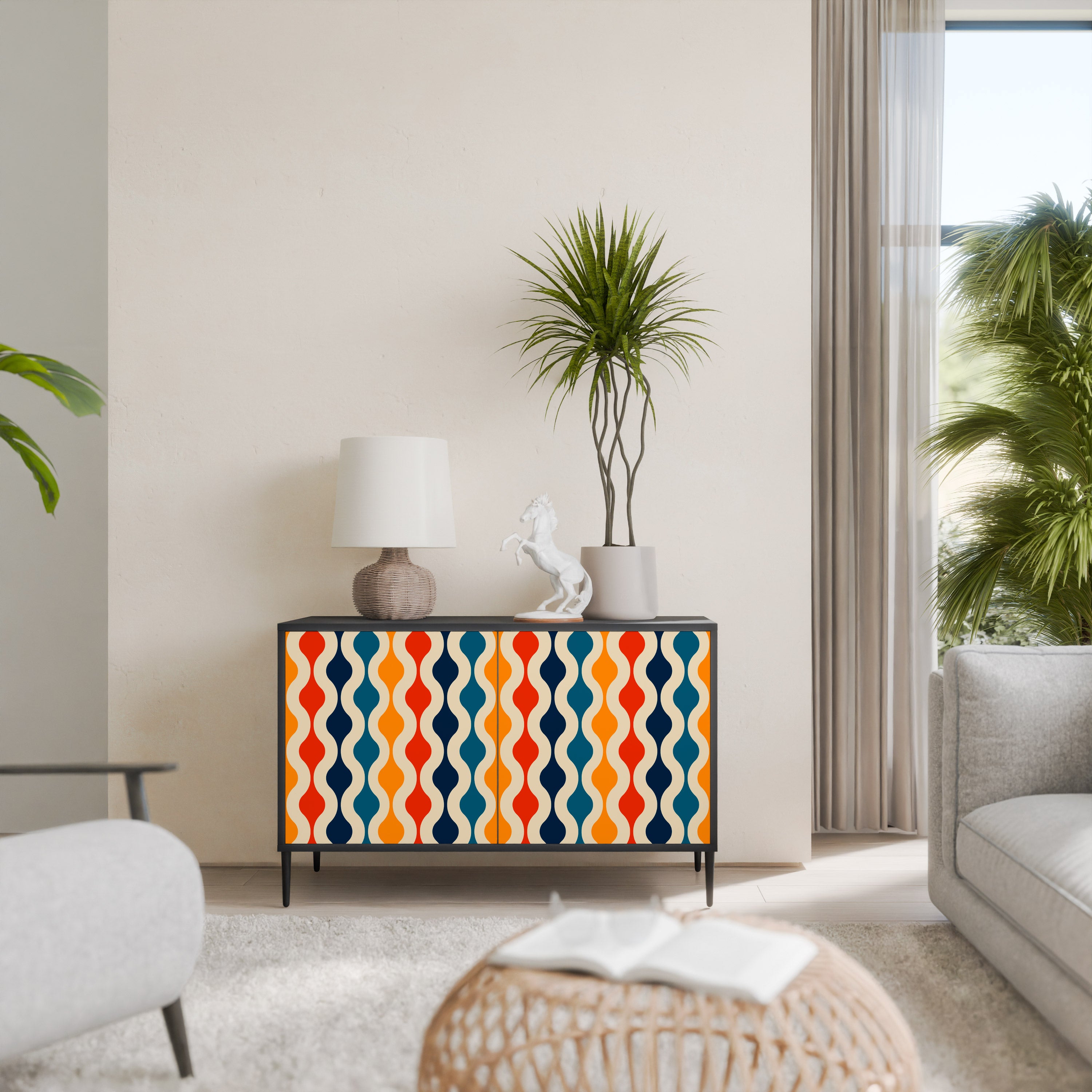 COLORFUL NOSTALGIA 2-Door Sideboard in Black Finish