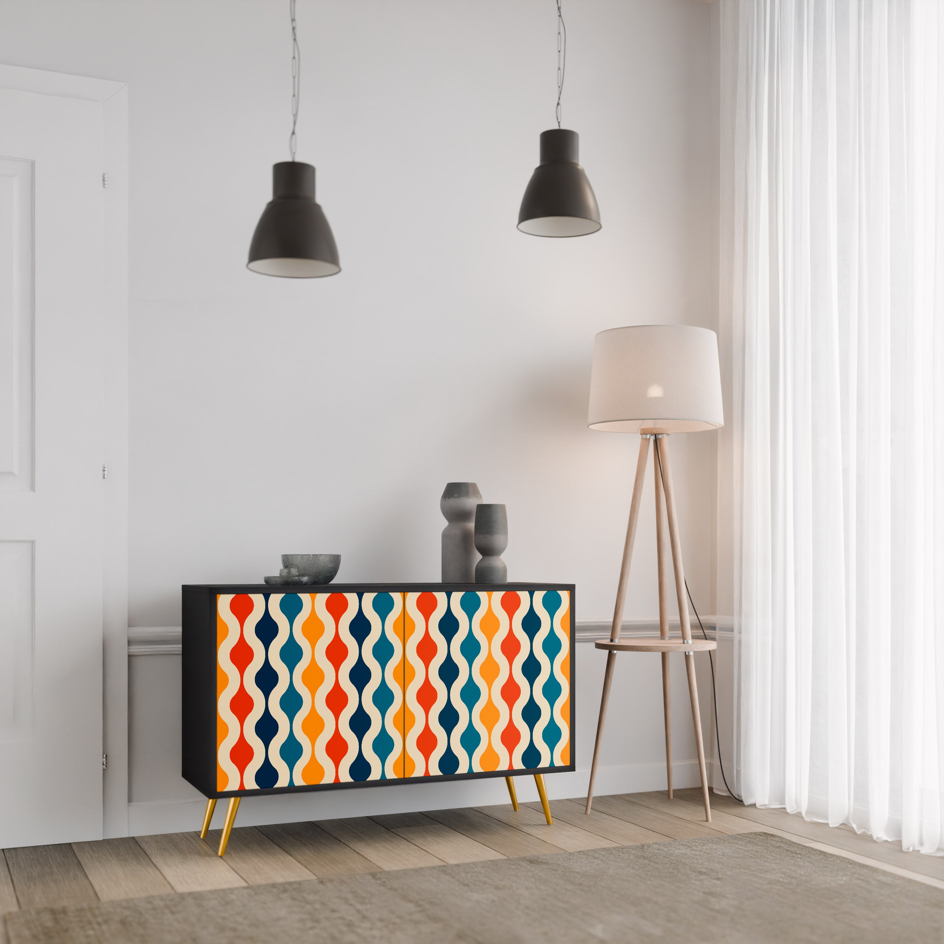 COLORFUL NOSTALGIA 2-Door Sideboard in Black Finish
