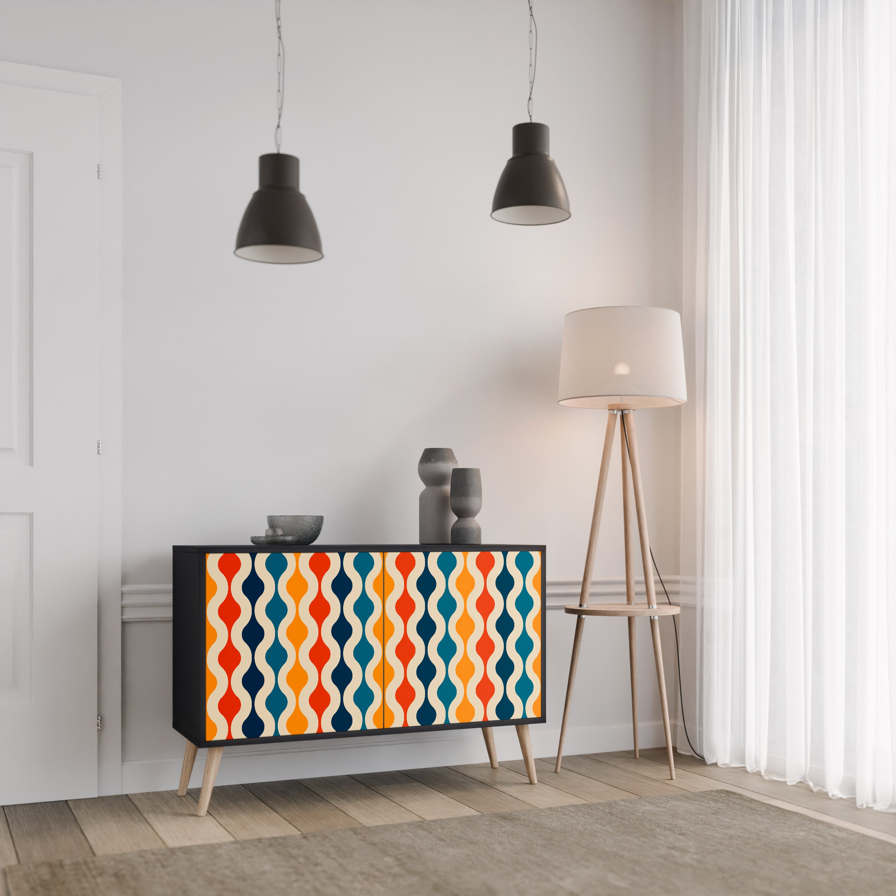 COLORFUL NOSTALGIA 2-Door Sideboard in Black Finish