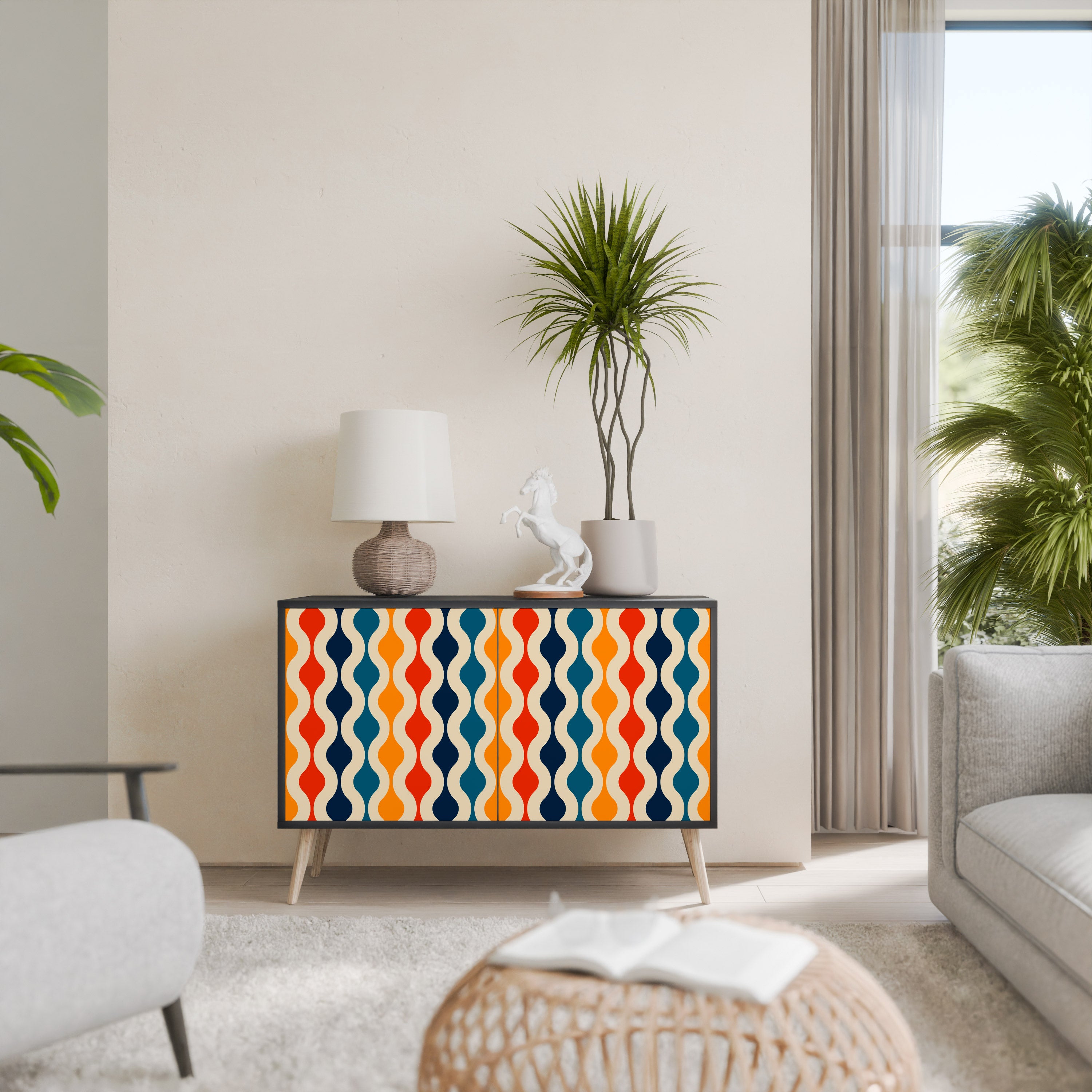 COLORFUL NOSTALGIA 2-Door Sideboard in Black Finish