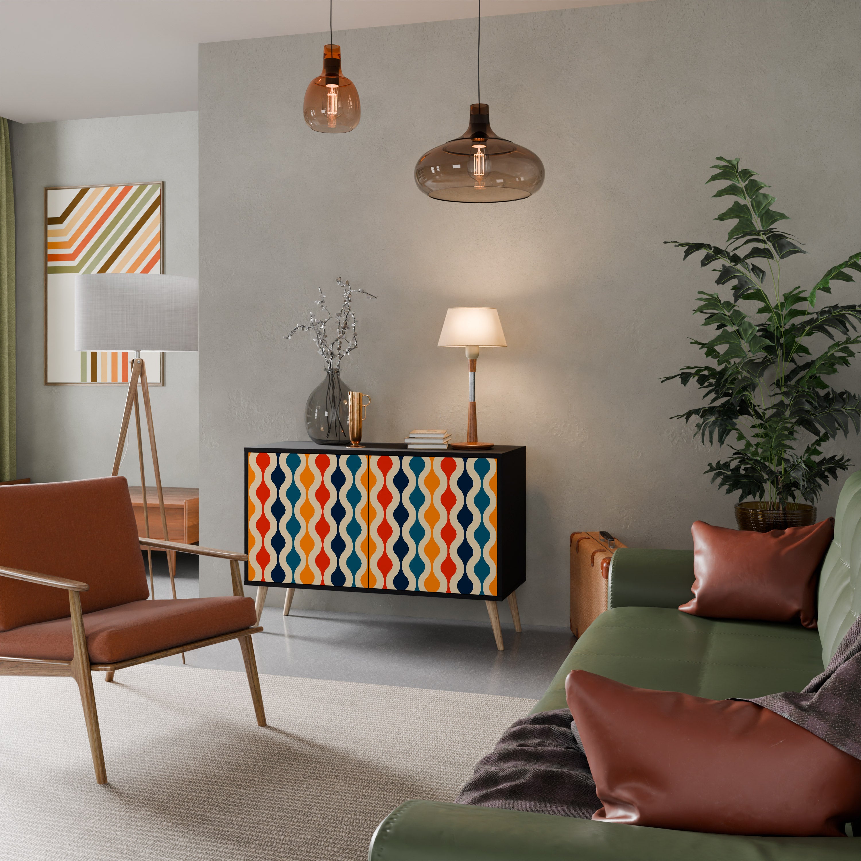 COLORFUL NOSTALGIA 2-Door Sideboard in Black Finish