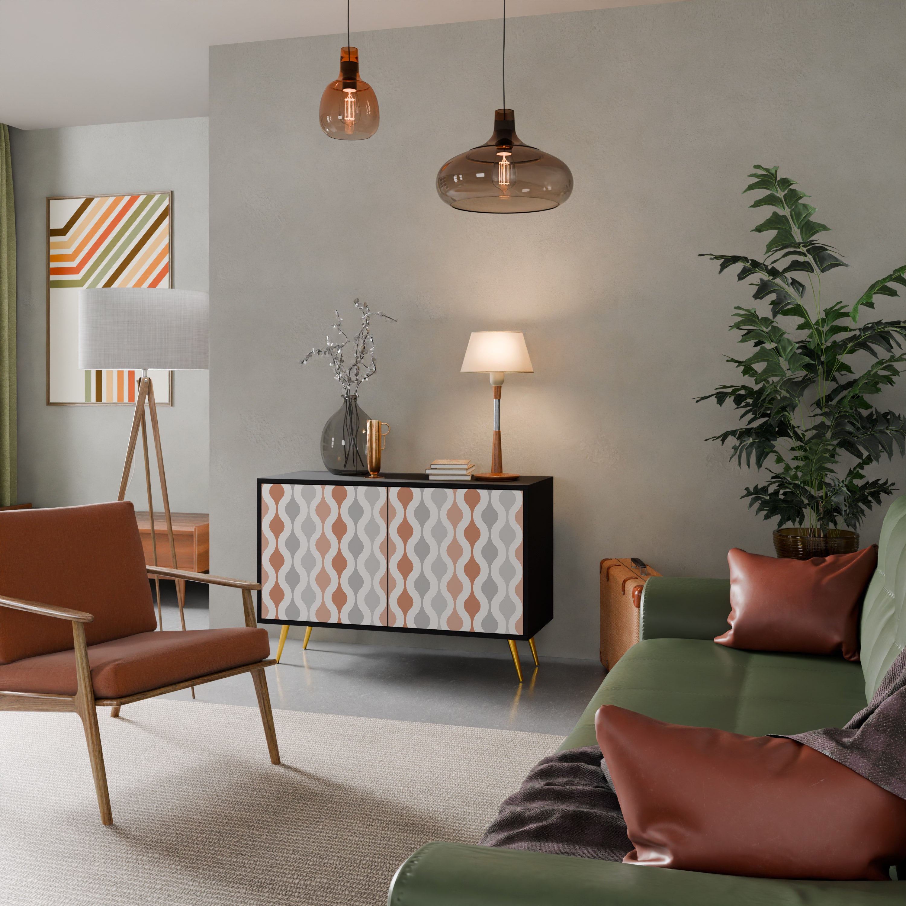 HAZY NOSTALGIA 2-Door Sideboard in Black Finish