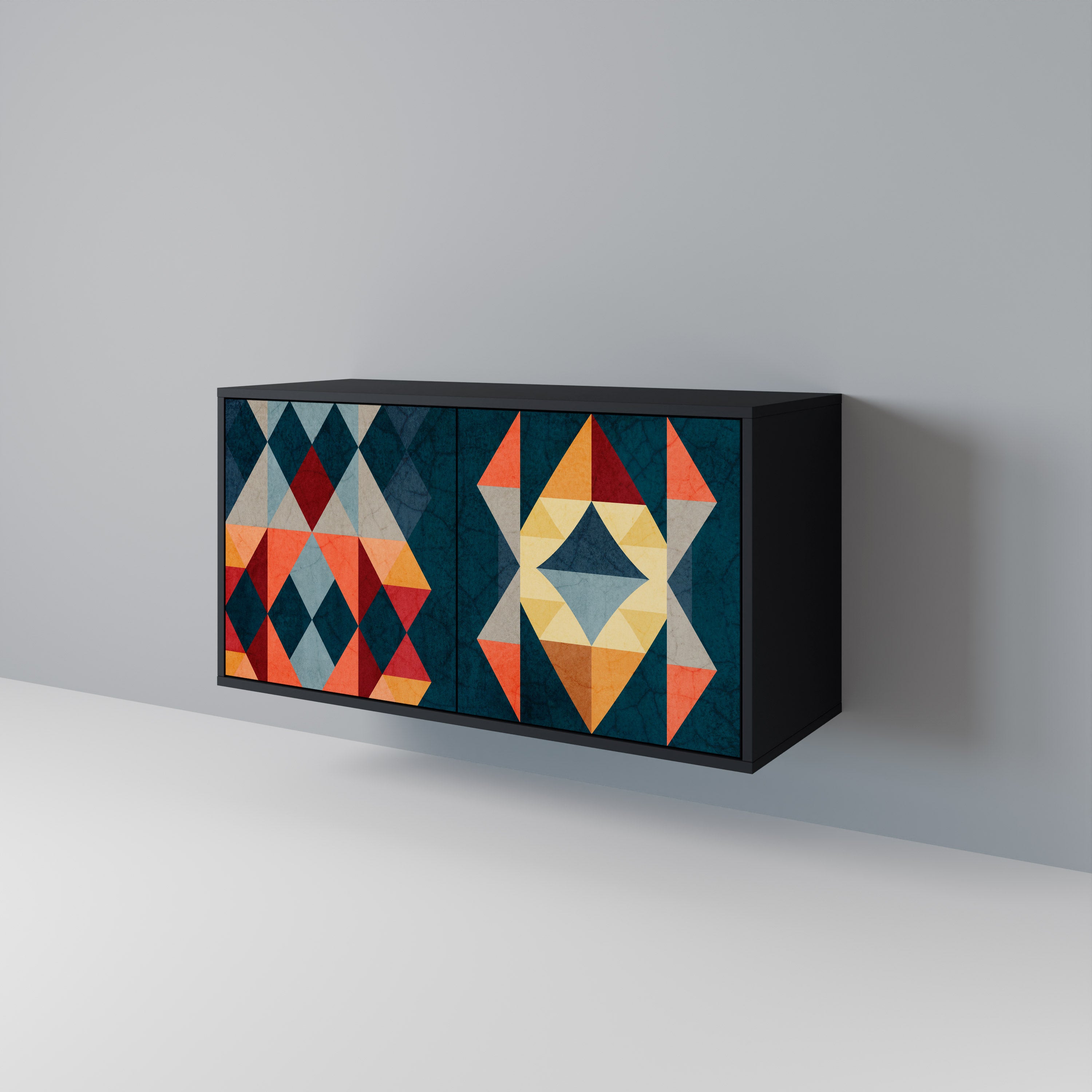 CRACKED ILLUSION 2-Door Sideboard in Black Finish