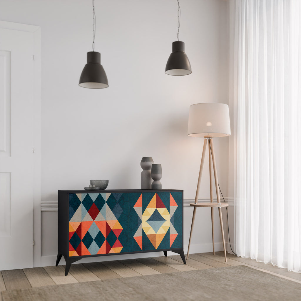 CRACKED ILLUSION 2-Door Sideboard in Black Finish