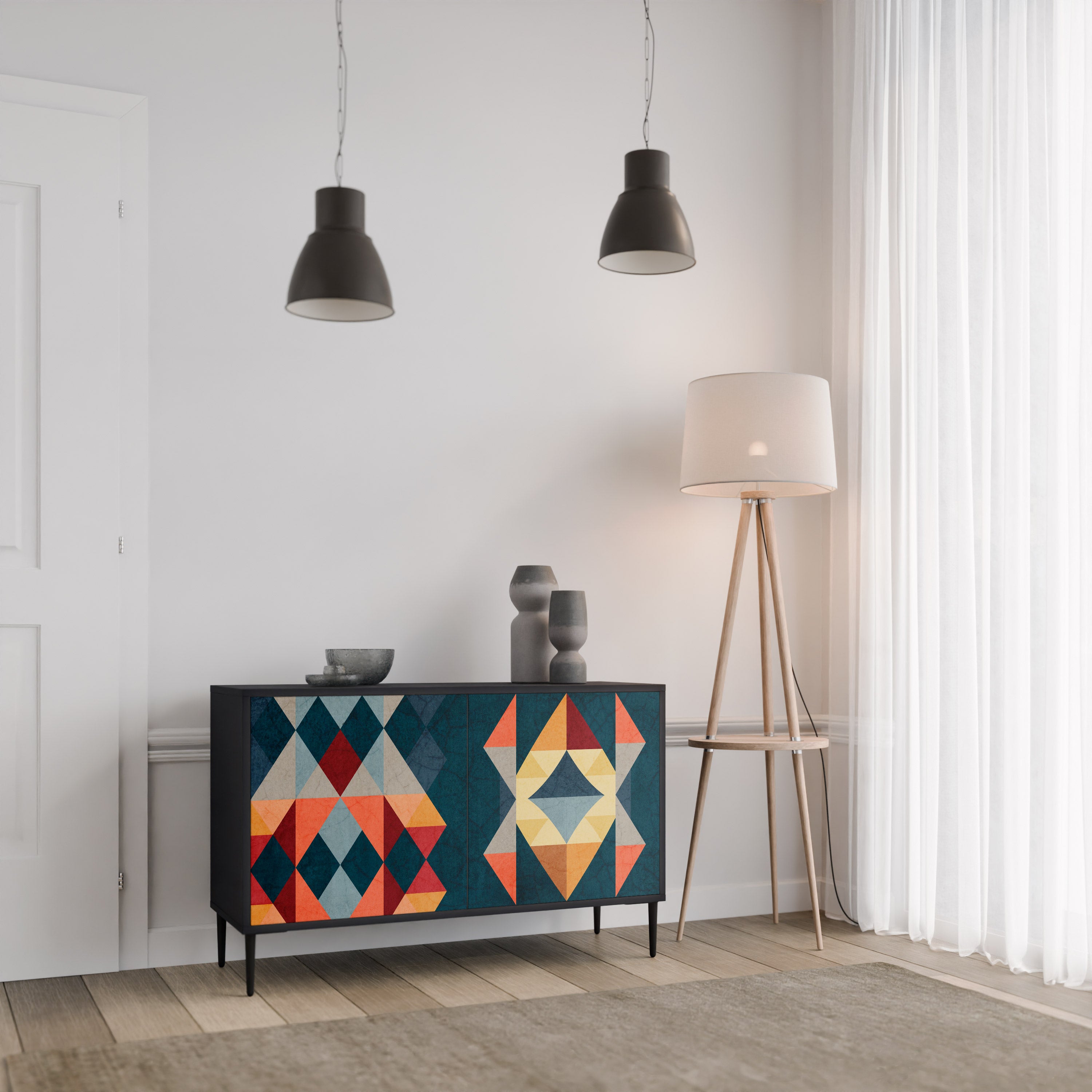 CRACKED ILLUSION 2-Door Sideboard in Black Finish