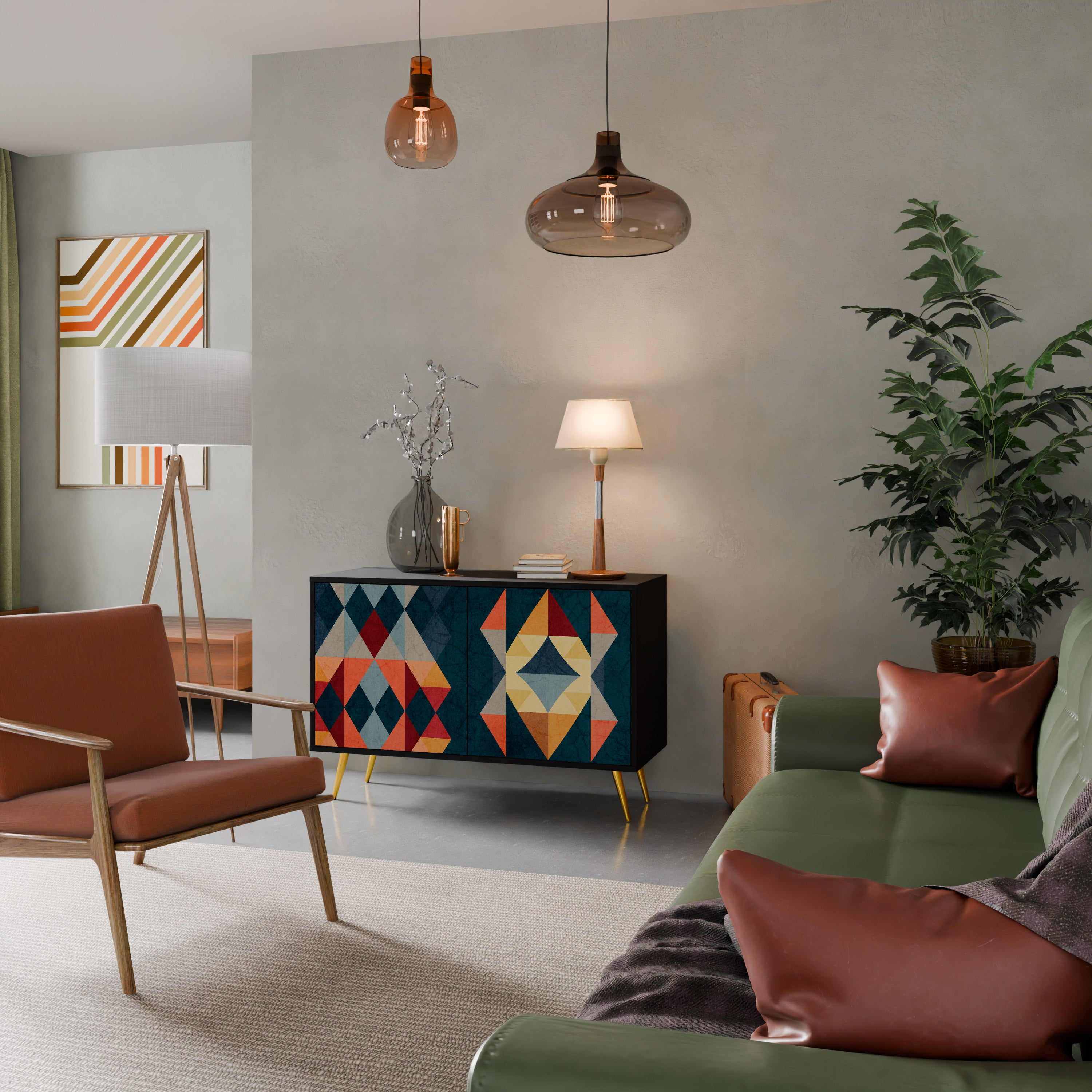 CRACKED ILLUSION 2-Door Sideboard in Black Finish