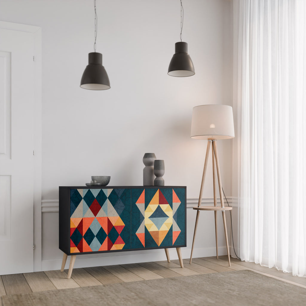 CRACKED ILLUSION 2-Door Sideboard in Black Finish