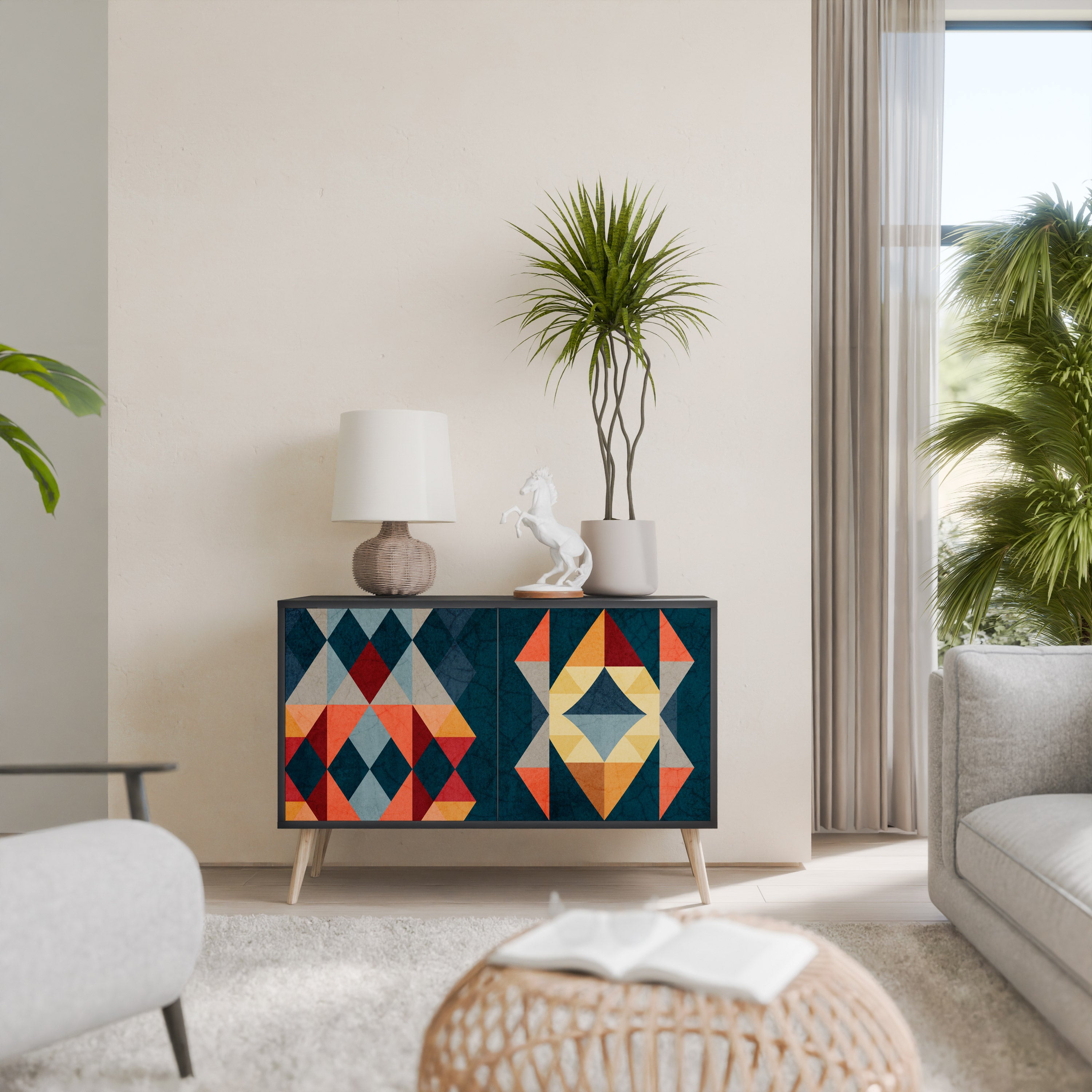 CRACKED ILLUSION 2-Door Sideboard in Black Finish