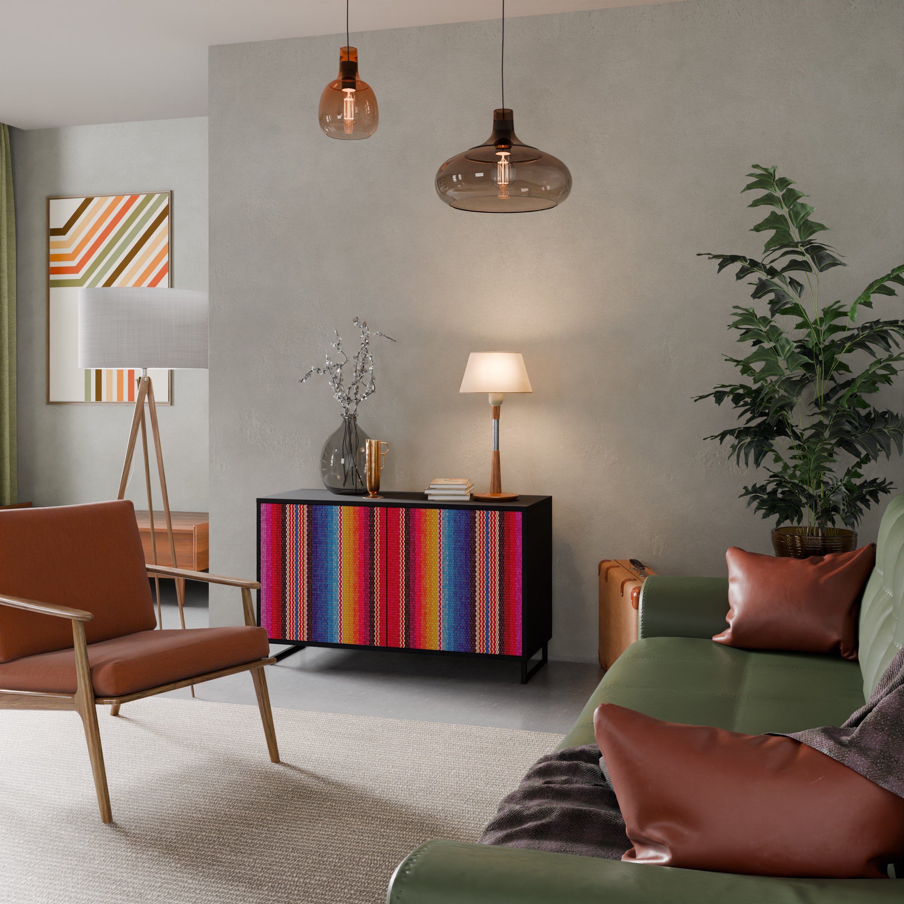 ETHNIC MEXICAN 2-Door Sideboard in Black Finish