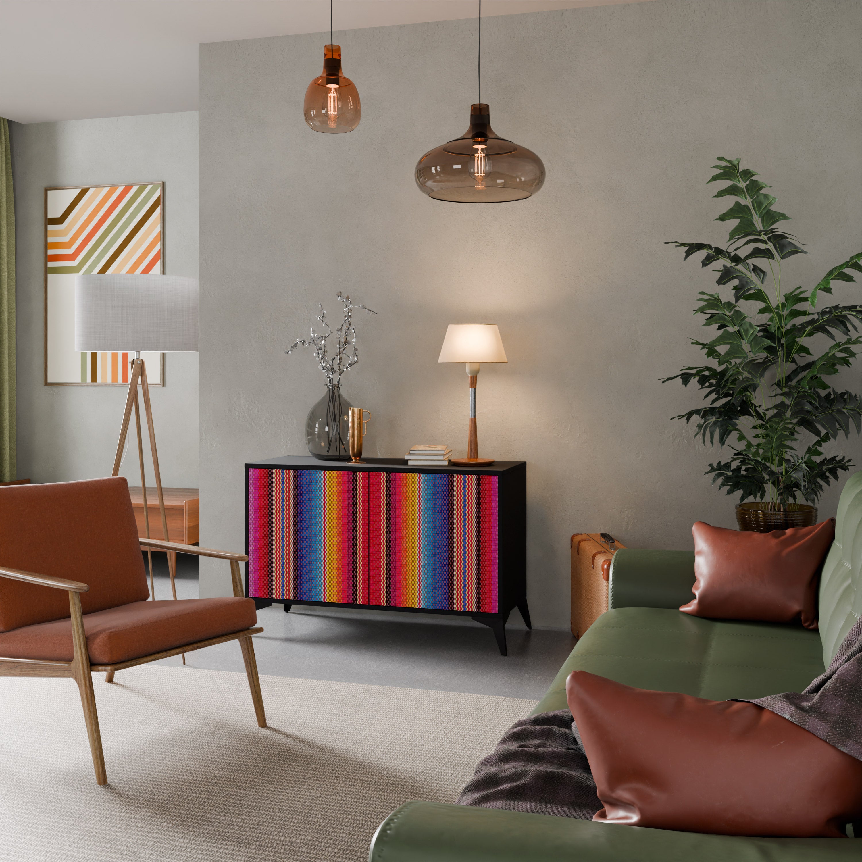 ETHNIC MEXICAN 2-Door Sideboard in Black Finish