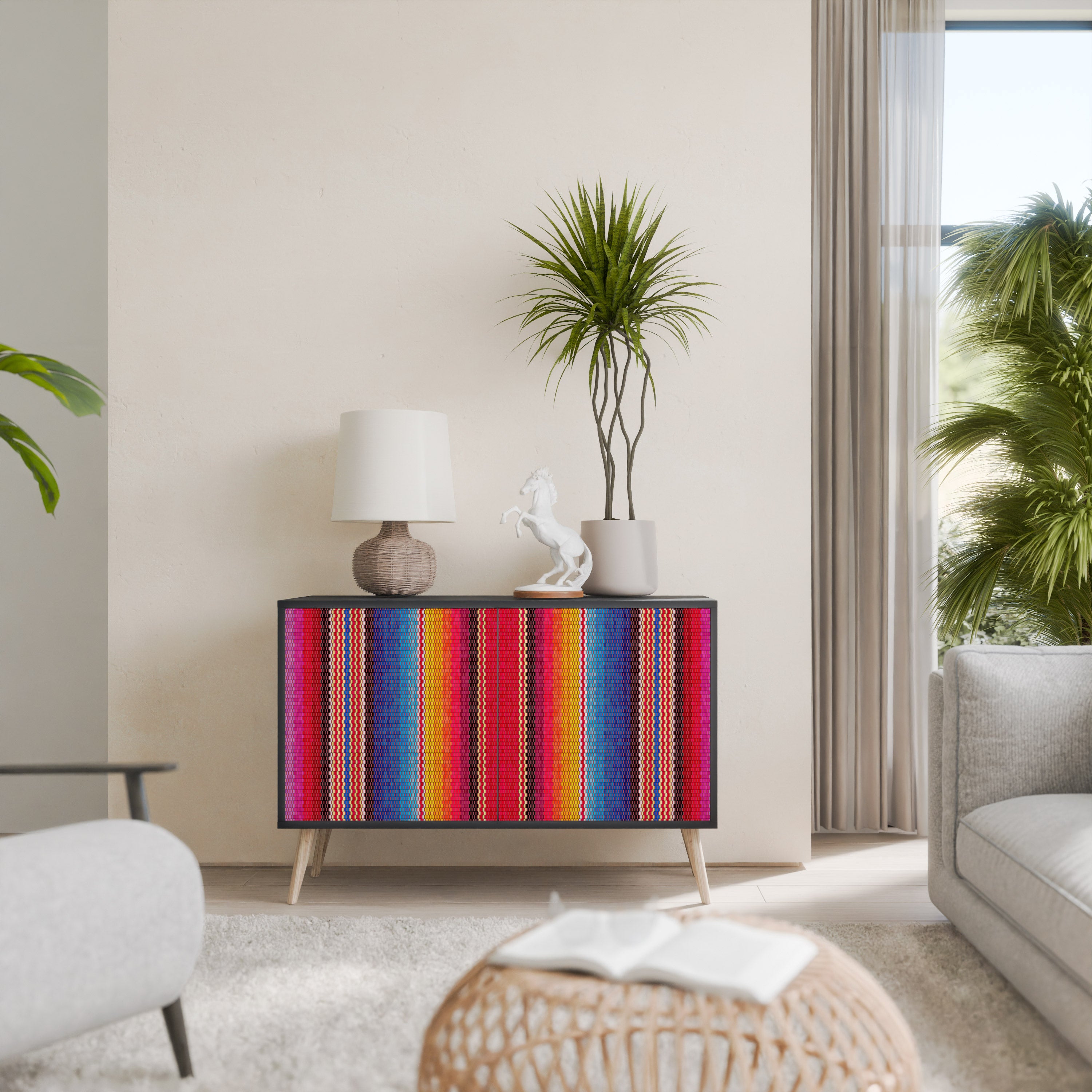 ETHNIC MEXICAN 2-Door Sideboard in Black Finish