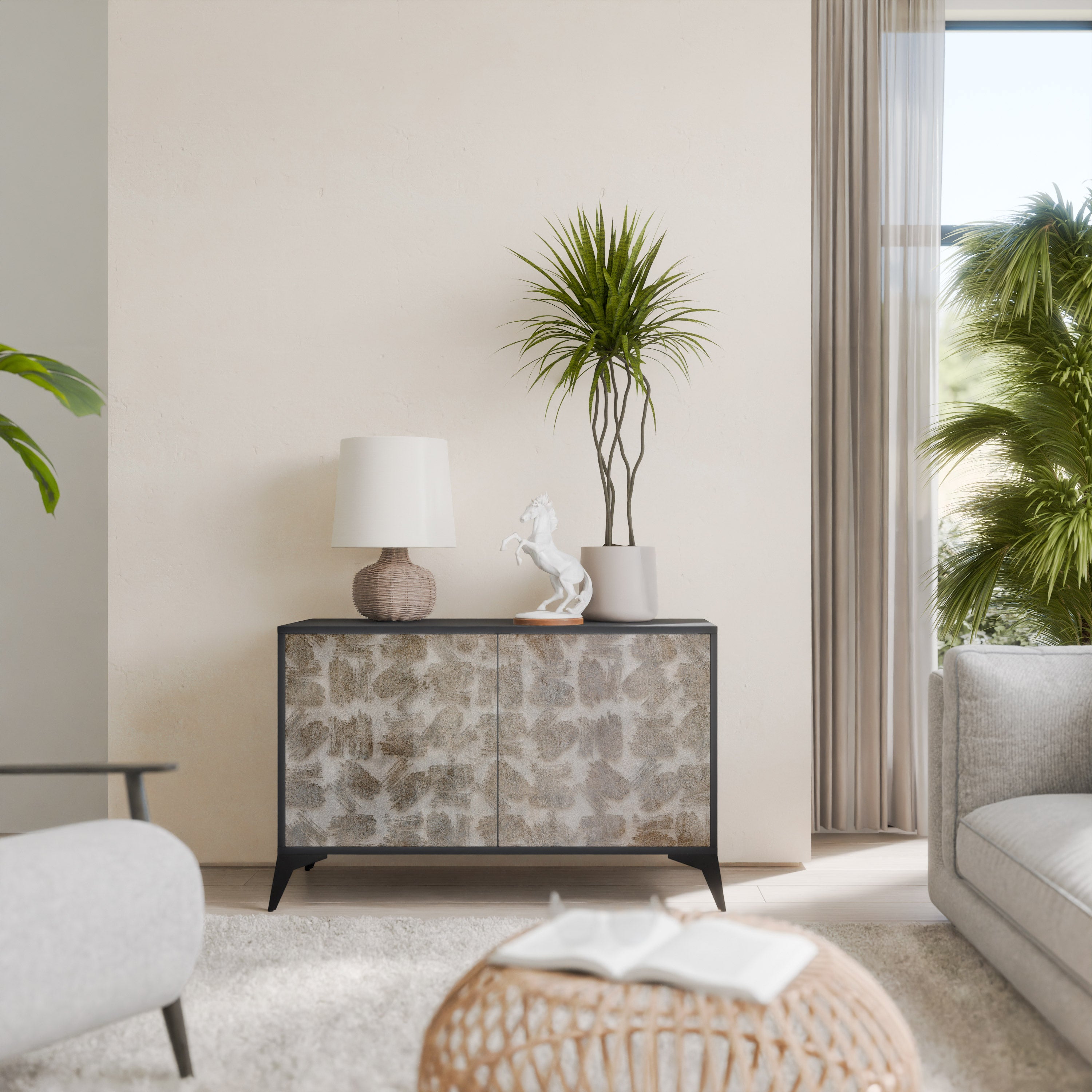 SLIGHTLY BLURRED 2-Door Sideboard in Black Finish