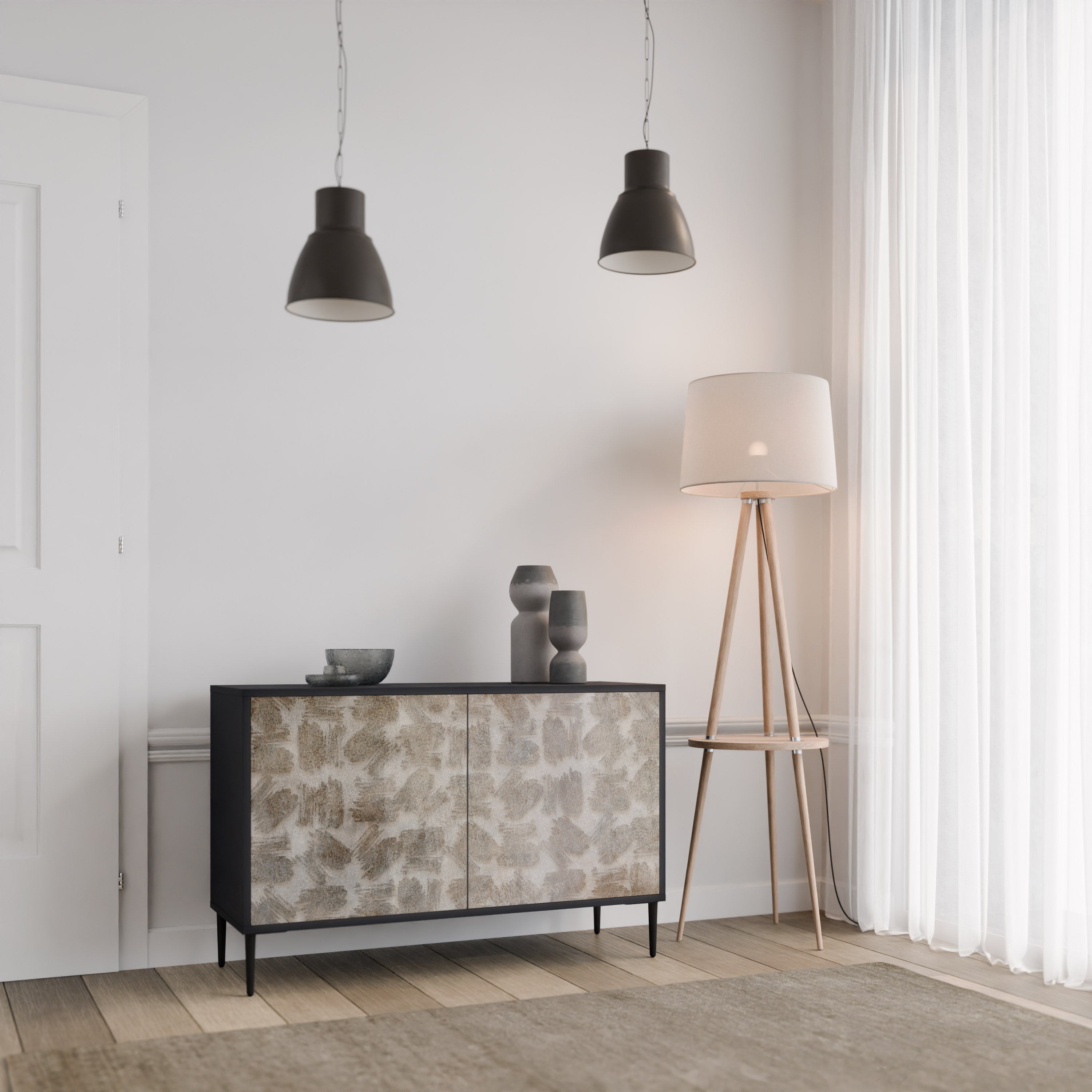 SLIGHTLY BLURRED 2-Door Sideboard in Black Finish