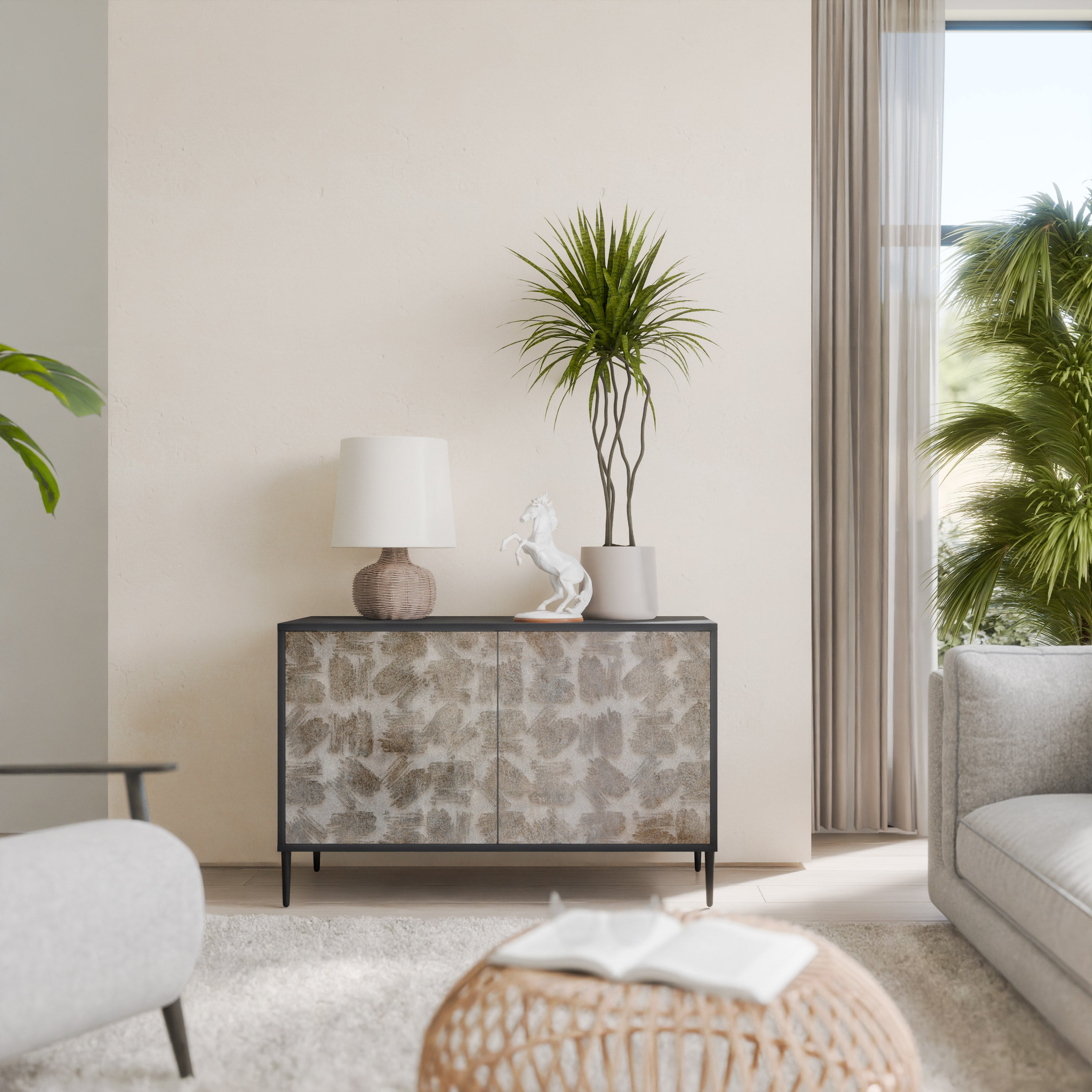 SLIGHTLY BLURRED 2-Door Sideboard in Black Finish