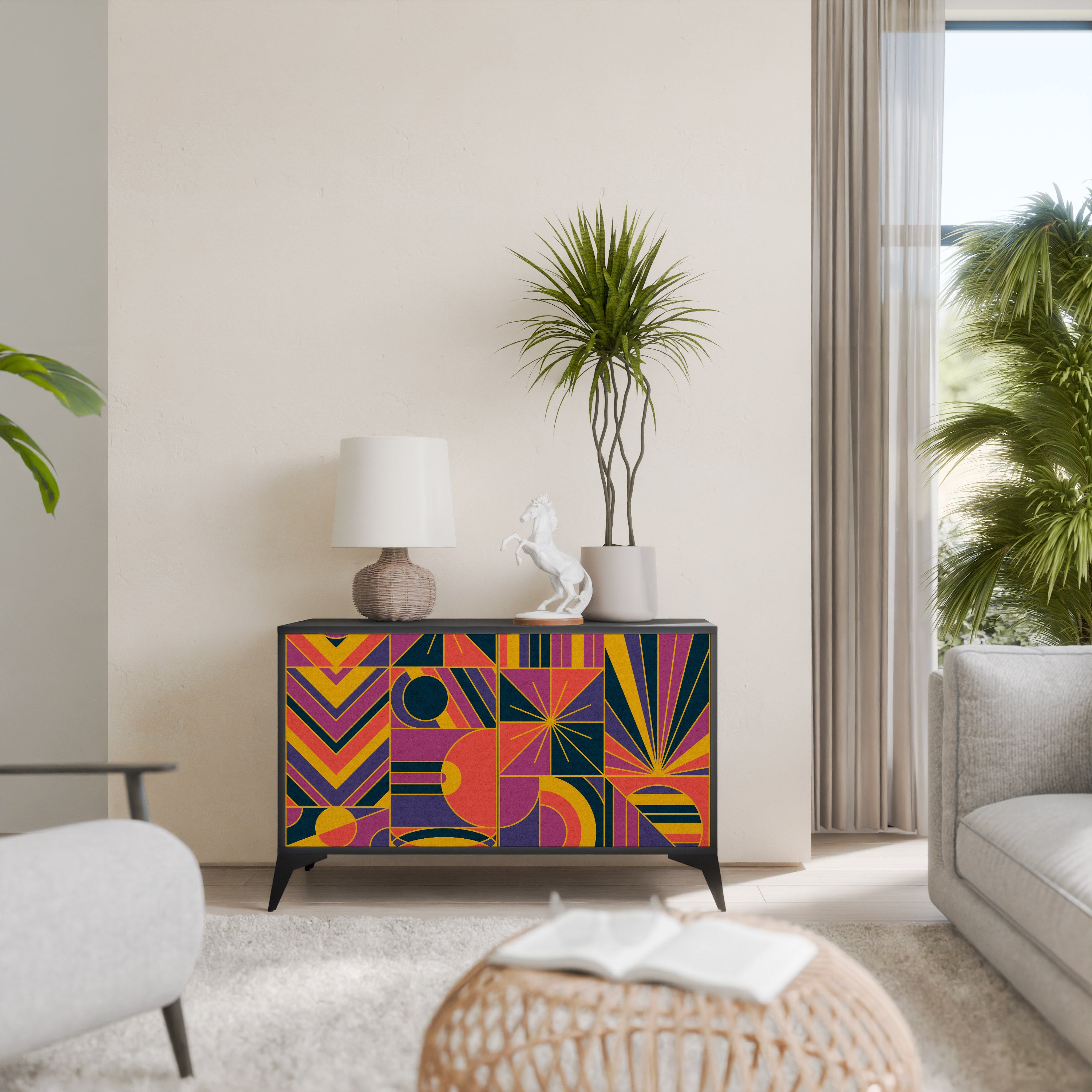 ELECTRIC PATTERNS 2-Door Sideboard in Black Finish