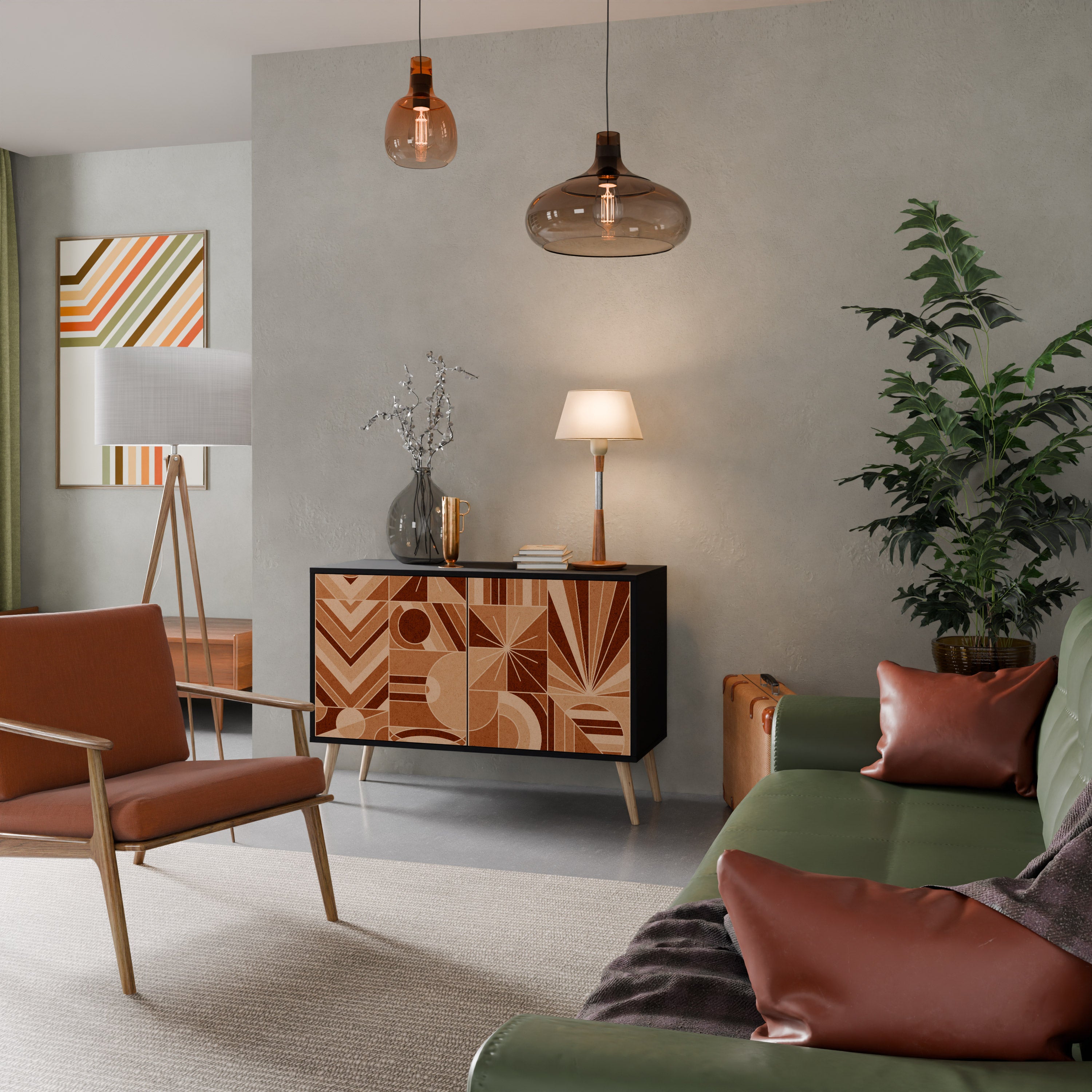 PRISM MOSAIC 2-Door Sideboard in Black Finish